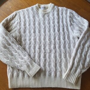 VTG British Wool Sweater Lord Jeff Mens L Fine Worsted Wool Cream
